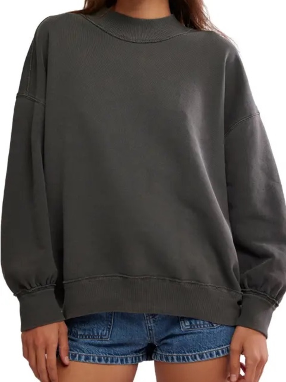 Free People 100% Cotton Mock Neck Pullover Top